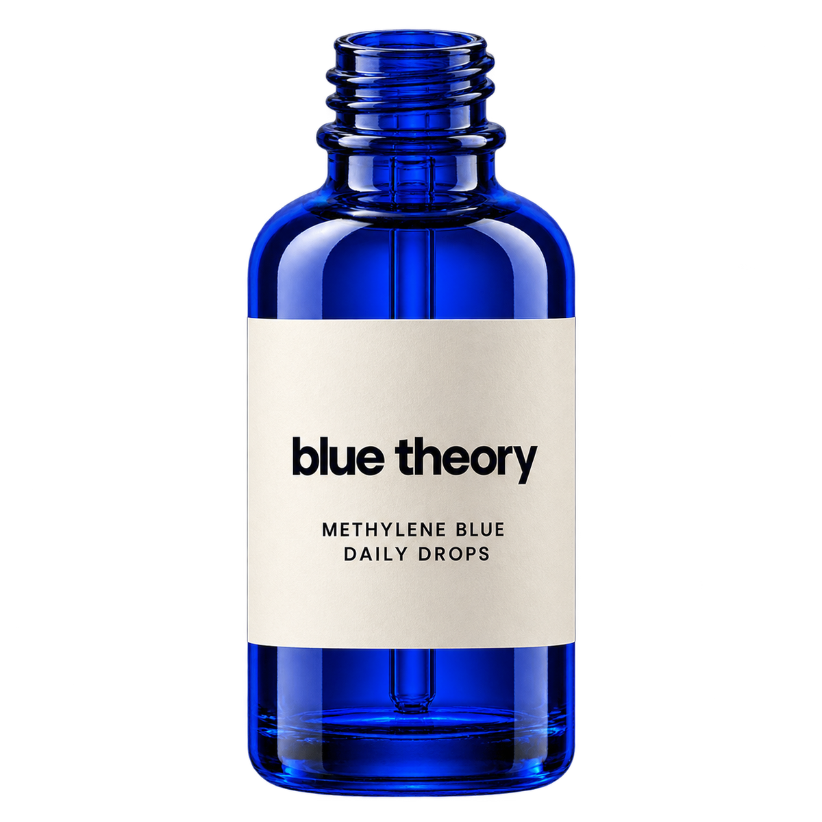 Open cobalt Blue Theory bottle