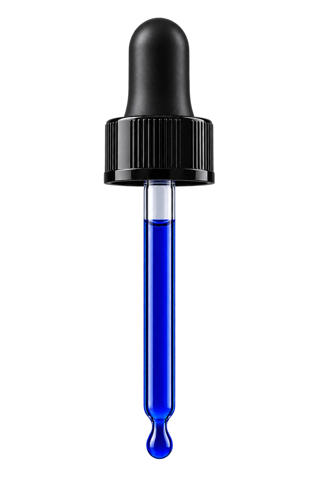 Blue-filled glass dropper